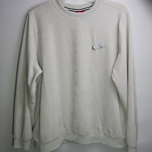 NIKE SPORTWEAR WOMEN'S XL VELOUR CREW SHIRT OATMEAL SWEATSHIRT- GREY 921147-072 - Picture 4 of 9